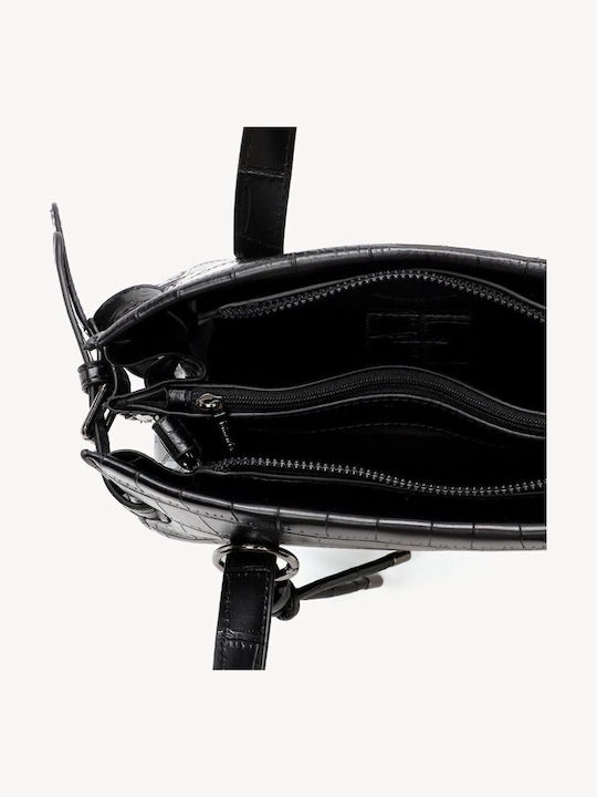 Damen Schulter-/Handtasche Croco Black