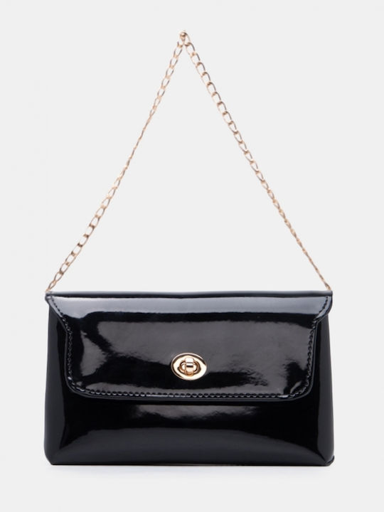 Damen Flap-Tasche Schwarz Lack