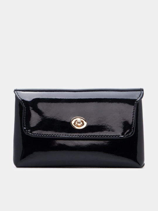 Damen Flap-Tasche Schwarz Lack