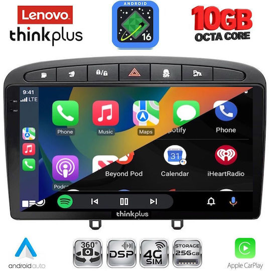 Lenovo Ltm 11513bl_cpa 9-Zoll-Multimedia-Tablet Peugeot 308 Mod. 2007–2012 RCZ Mod. 2009–2015 Schwarz