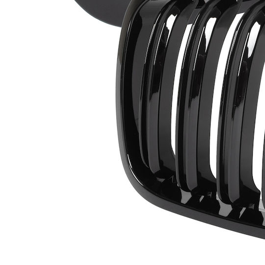 Bmw 3 E46 99-01 Coupe Cabrio Grille Between Headlights Kidneys Left + Right Set Black Glossy Double Bar