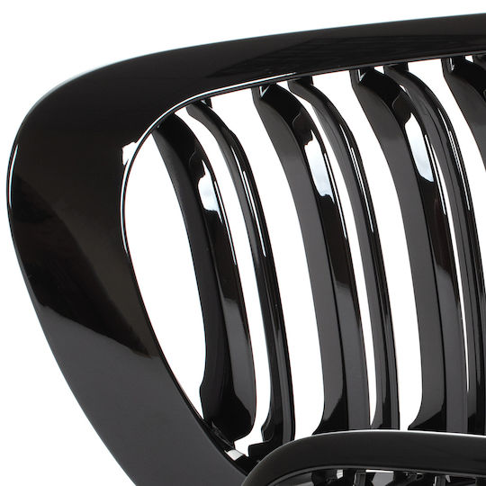 Bmw 3 E46 99-01 Coupe Cabrio Grille Between Headlights Kidneys Left + Right Set Black Glossy Double Bar