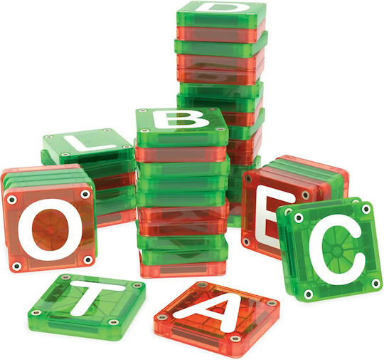 Magna-Tiles Joc Magnetic de Construcție Micromags Learn Letters pentru Copii de 3+ Ani