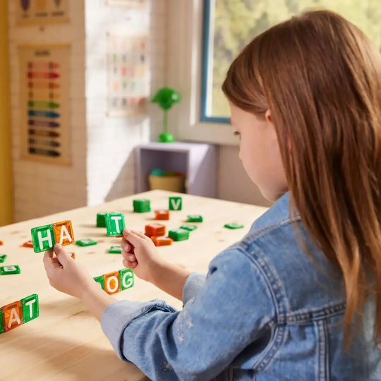 Magna-Tiles Joc Magnetic de Construcție Micromags Learn Letters pentru Copii de 3+ Ani