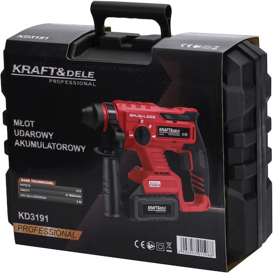 Kraft & Dele KD3191 Акумулаторен безчетков ударен перфоратор 21V със захват SDS Plus