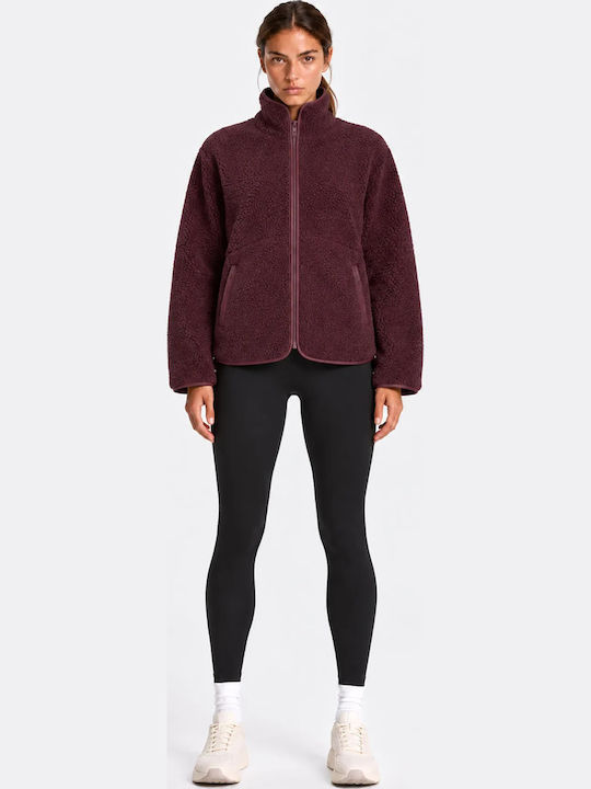 Women's Burgundy Zipped Cardigan
