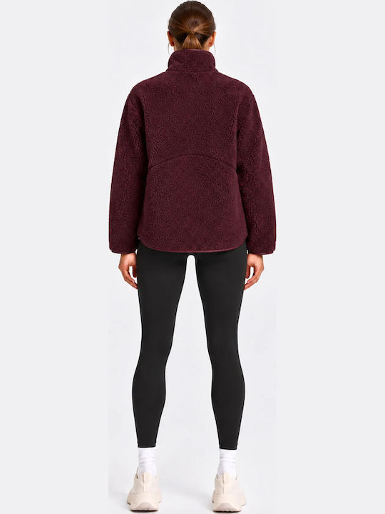Women's Burgundy Zipped Cardigan