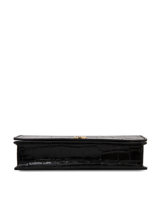 Δερμάτινο Γυναικείο Clutch Croco Μαύρο