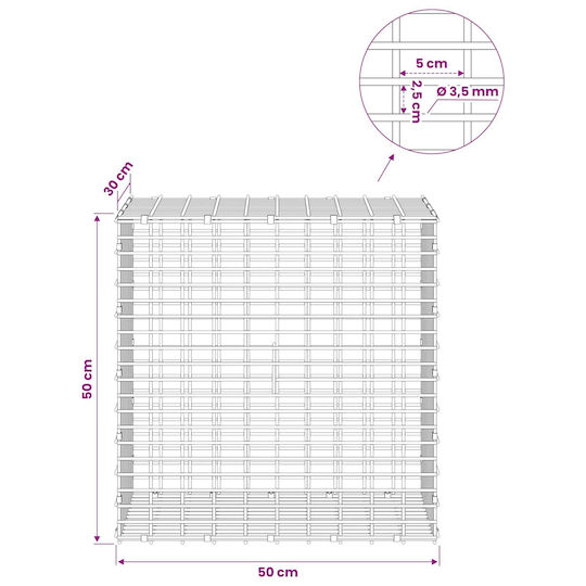 vidaXL Steel Gabion Basket for Garden Fence 50x30x50 cm Silver