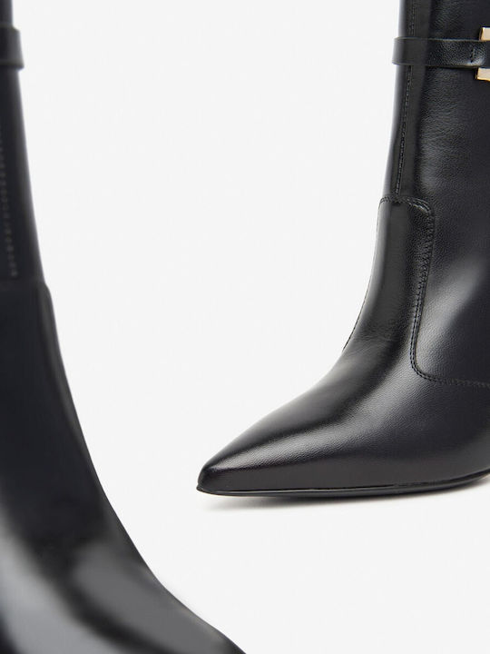 Leder Damen Stiefeletten Schwarz