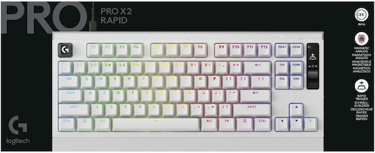 G Pro X2 Rapid геймърска клавиатура без цифров блок с магнитни превключватели и RGB осветление (Английски (САЩ)) бяла