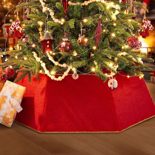 Metallischer Weihnachtsbaumständer in Rot mit Samttextur Ø 63 cm
