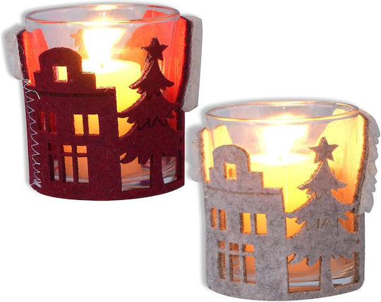 Weißer Weihnachtskerzenhalter aus Glas 8,5 × 7,5 cm