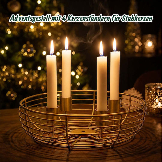 Relaxdays Suport Metalic Auriu pentru Lumânare de Crăciun 20,5x6 cm