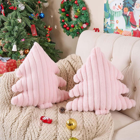 Christmas Decorative Tree Pillow Soft 2 Pieces Pink 45x40 Cm
