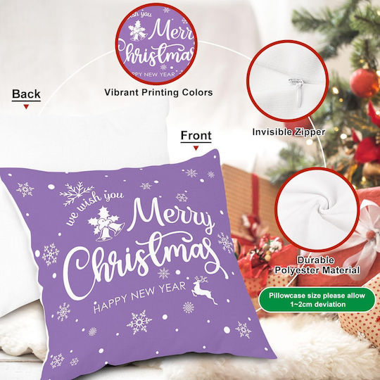 Nikcorp Lanpn Decorative Christmas Pillowcases 4 Pieces 40x40 Cm Purple