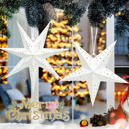 Shengruili Weihnachtliche Hängesterne Beleuchtet Aus Papier Warmweiß 2 Stück