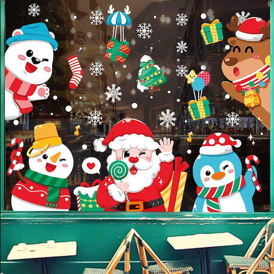 Christmas Window Stickers Winter Decorations 4 Pieces White Santas Christmas Window Stickers Winter Decorations 4 Pieces White Santas