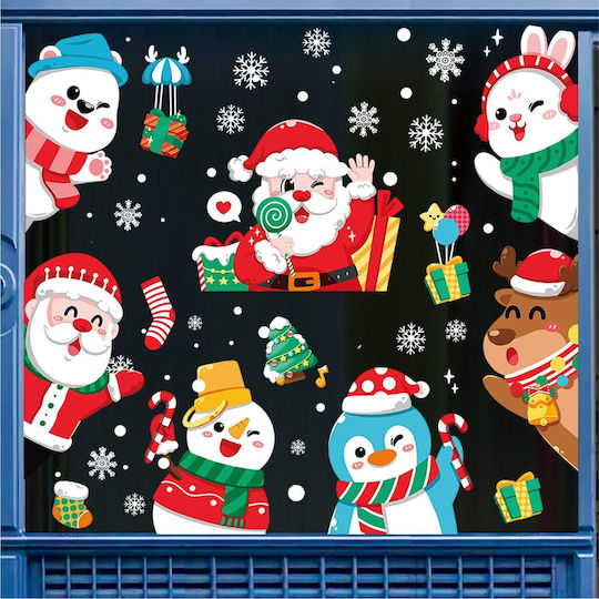 Weihnachtliche Fensteraufkleber Winterdekorationen 4 Stück Weiße Weihnachtsmänner