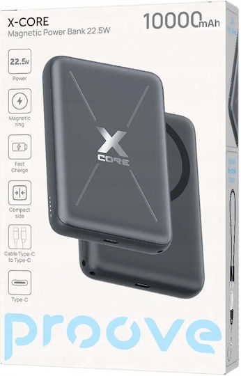 Proove X-Core MagSafe Външна батерия 10000mAh 22.5W с USB-C порт Power Delivery / Quick Charge Сива