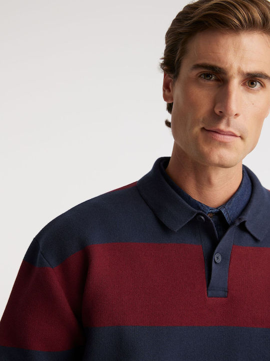 Ragber Polo Pullover Langarm Bordeaux