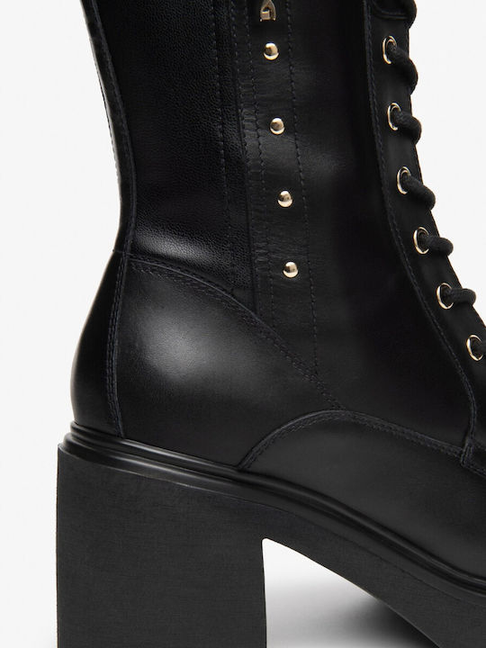 Damen Leder-Stiefeletten Black