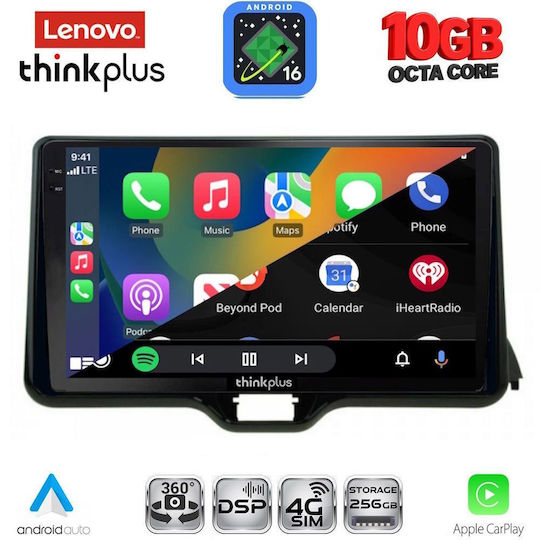 Lenovo Auto-Audiosystem für Toyota Yaris, BMW X2 / X6 und Mazda 2 (Bluetooth/USB/WiFi/GPS/Apple CarPlay/Android Auto) mit 10"-Touchscreen
