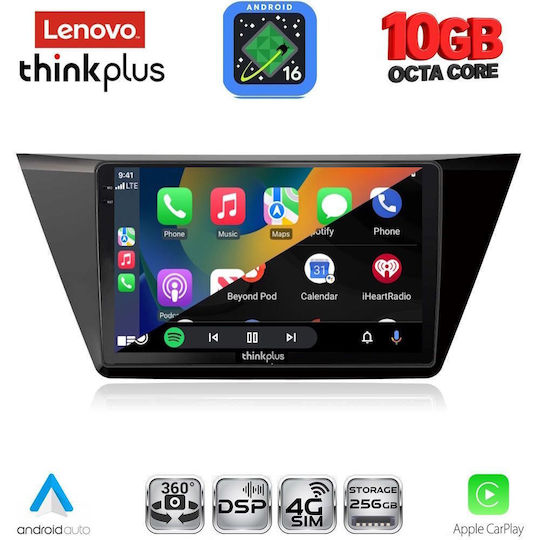 Lenovo Autoradio für BMW X2 / X6 und Volkswagen Touran 2016–2026 (Bluetooth/USB/WiFi/GPS/Apple CarPlay/Android Auto) mit 10-Zoll-Touchscreen