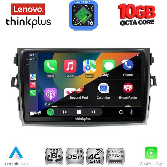 Lenovo Auto-Audiosystem für Toyota Corolla BMW X2 / X6 2006–2012 (Bluetooth/USB/WiFi/GPS/Apple CarPlay/Android Auto) mit 9-Zoll-Touchscreen