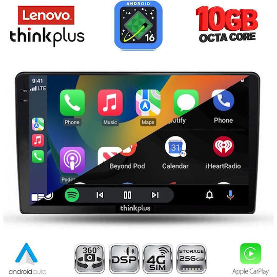 Lenovo Auto-Audiosystem für Toyota Auris und BMW X2 / X6 2007–2012 (Bluetooth/USB/WiFi/GPS/Apple-CarPlay/Android-Auto) mit 9-Zoll-Touchscreen