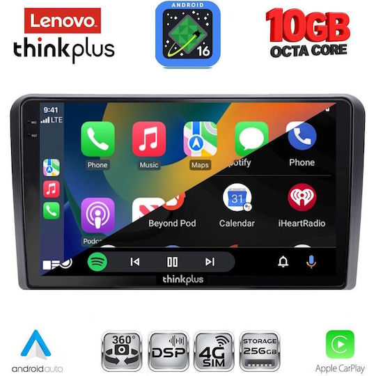Lenovo Auto-Audiosystem für Suzuki Vitara BMW X2 / X6 2000–2005 (Bluetooth/USB/WiFi/GPS/Apple-Carplay/Android-Auto) mit 9-Zoll-Touchscreen