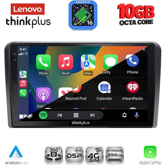 Lenovo Auto-Audiosystem für Toyota Yaris BMW X2 / X6 1999–2006 (Bluetooth/USB/WiFi/GPS/Apple-Carplay/Android-Auto) mit 9"-Touchscreen