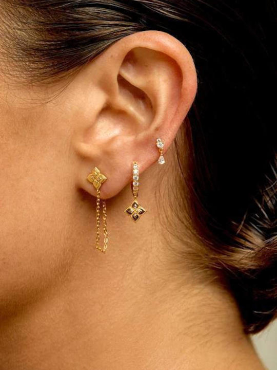 Mya Bay Lotus Chain Earrings Gold Bo-398 Mya Bay Lotus Chain Earrings Gold Bo-398