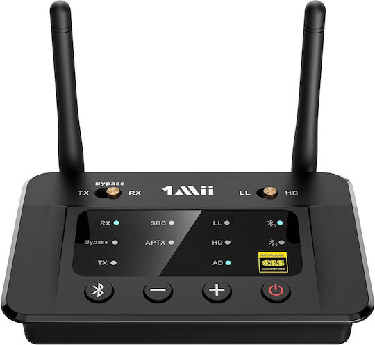 Bluetooth 5.3 Transmitter Receiver Aptx Hd Wireless Adapter Low Latency Ssd Aac 32-bit/384 Khz Dac Converter 127 Db Dnr Connects Two Devices Simultaneously Bypass Mode 80 Meter Range Multifunctional B03pro Black