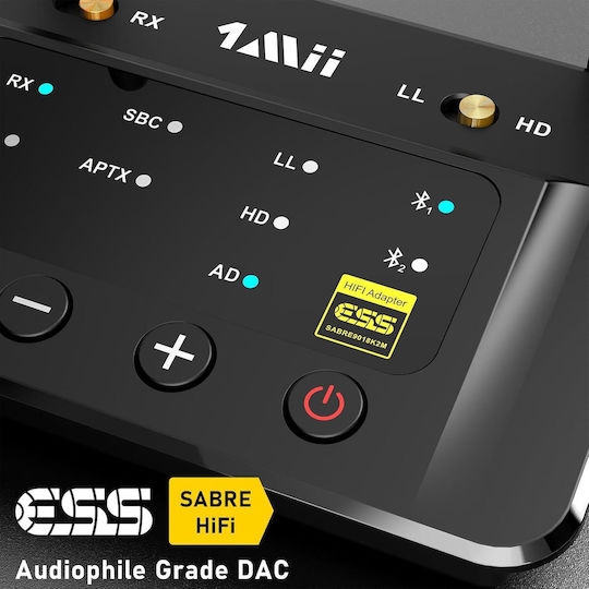 Bluetooth 5.3 Transmitter Receiver Aptx Hd Wireless Adapter Low Latency Ssd Aac 32-bit/384 Khz Dac Converter 127 Db Dnr Connects Two Devices Simultaneously Bypass Mode 80 Meter Range Multifunctional B03pro Black