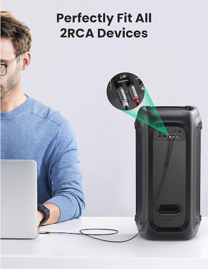 Ugreen Usb-c To 2 Rca Audio Cable 1.5m Type-c To 2 Rca Stereo Hi-fi Adapter Dac Chip Gold-plated Connectors Braided Textile Jacket Phone Laptop Amplifier Speakers Receiver