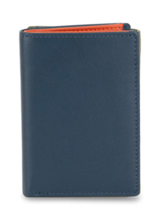 Small Leather Women's Wallet with RFID Blue