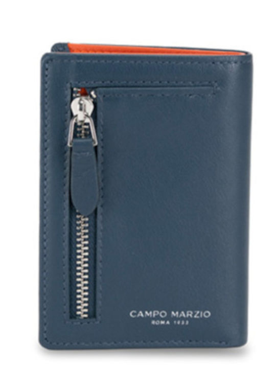 Small Leather Women's Wallet with RFID Blue