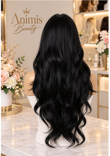Animis Beauty Перука със Синтетична Коса в Черен Цвят 76 см