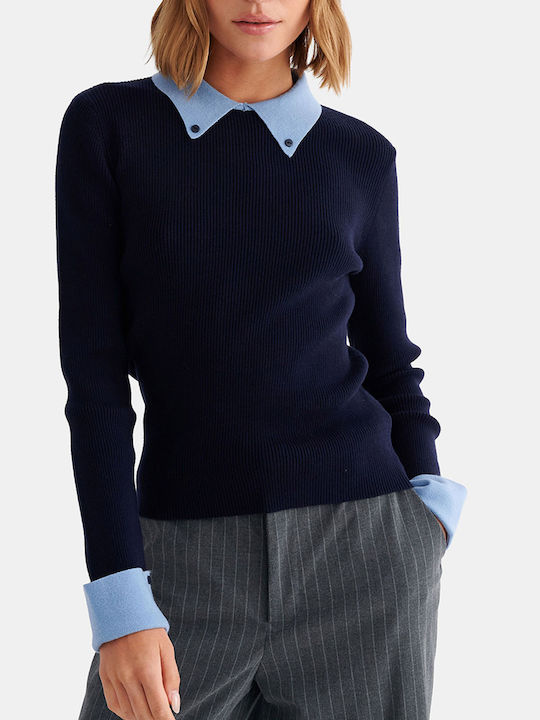 attrattivo Damenbluse Langärmelig Navyblau