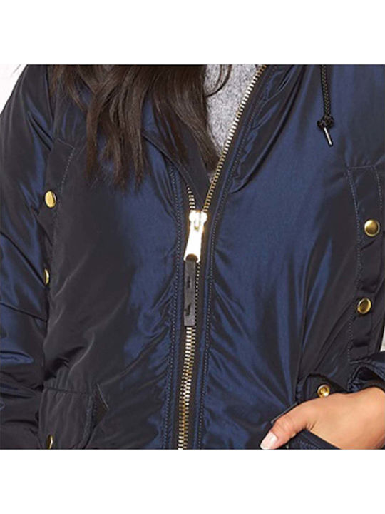 Exparka Lang Damen Parka Jacke für Winter Blau