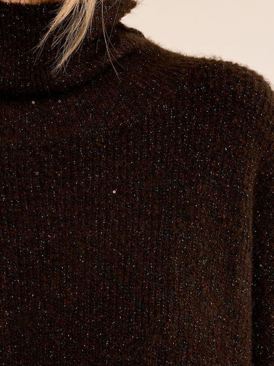 Women's Brown Turtleneck Sweater
