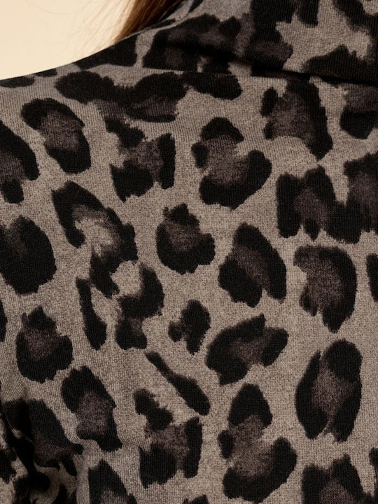 Dark Grey Animal Print Women's Blouse