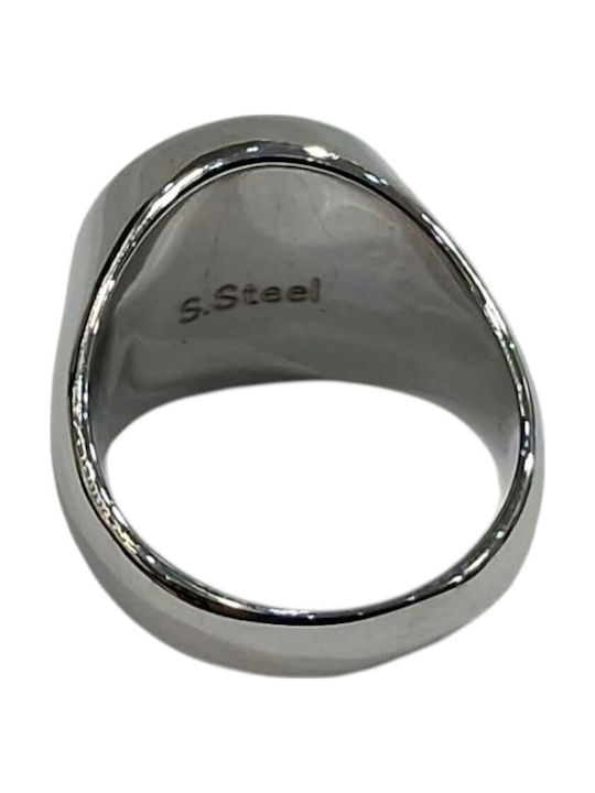 Kalliopi Silver Ανδρικό Δαχτυλίδι με Πέτρες από Ατσάλι