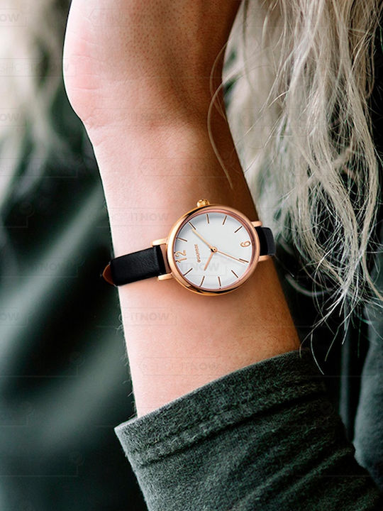 Women's Watch 43mm Battery-Powered with Black Silicone Strap