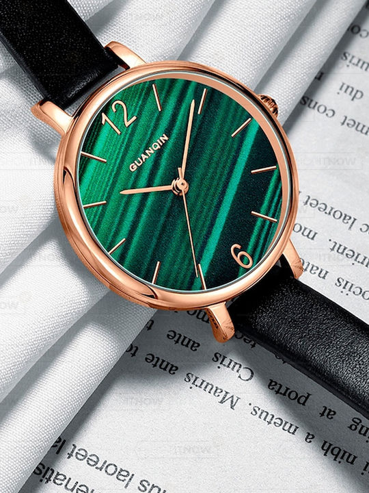Women's Watch 43mm Battery-Powered with Black Silicone Strap