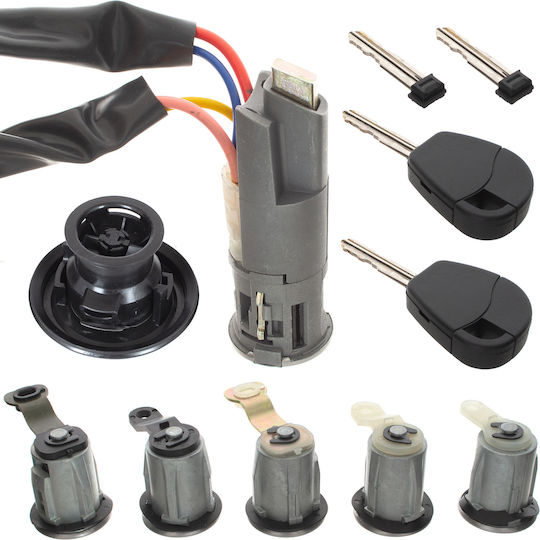 Peugeot Partner 00-03 Complete Ignition Switch + 5x Lock Cylinders + Fuel Filler Cap Set