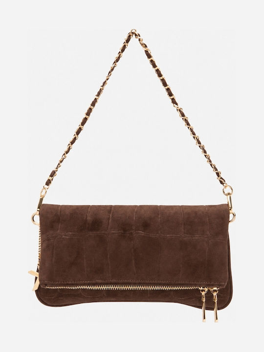 Damen-Clutch aus braunem Wildleder