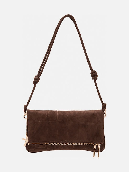 Damen-Clutch aus braunem Wildleder