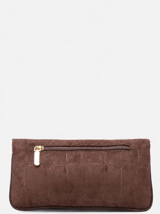 Damen-Clutch aus braunem Wildleder